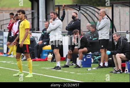 CrawleyÕs assistant Head Coach Lee Bradbury (Centre) during the pre season friendly between Crawley Town and Watford at the The Camping World Community Stadium. Picture by JAMES BOARDMAN Stock Photo
