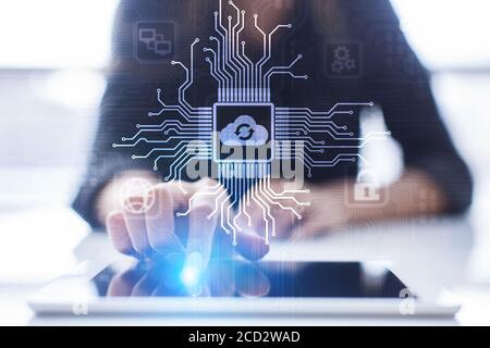 Cloud technology computing and data storage concept on virtual screen Stock Photo