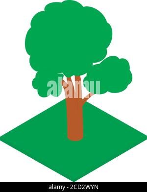 Oak tree icon, isometric style Stock Vector