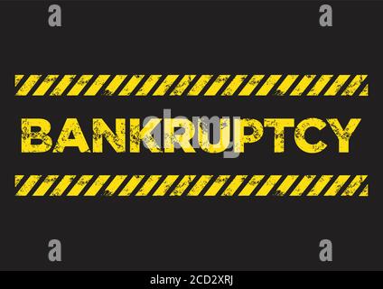 Bankruptcy distress sign. Broken yellow font text. Concept of economy recession or business crisis. Vector illustration in flat minimalism style. Stock Vector