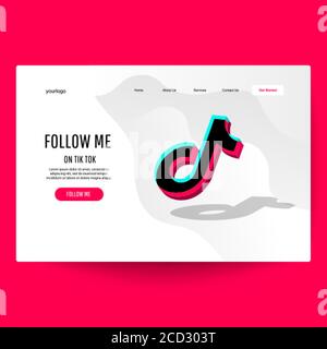 Tiktok logo on web screen site on pink background Stock Vector