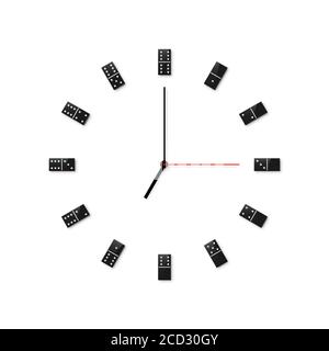 Domino wall clock design isolated on white background Stock Vector