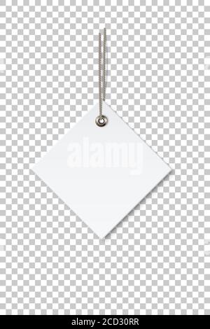 Blank white rhombus paper price tag isolated on transparent background Stock Vector