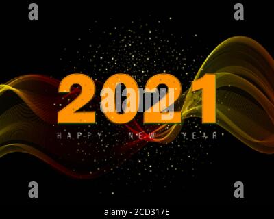 2021 New Year Abstract gold glitters and gold wave Vector design element Stock Vector