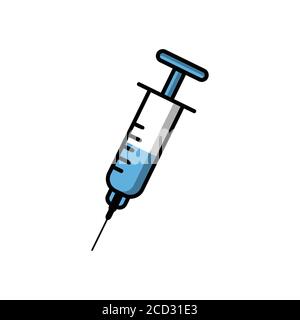 Syringe flat icon. Design template vector Stock Vector