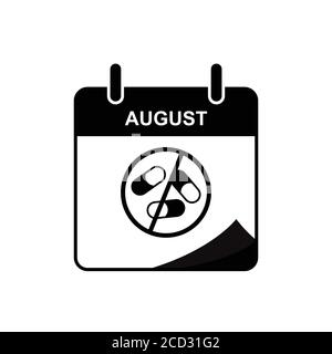 International Overdose Awareness day calendar icon with overdose stop icon. Design template vector Stock Vector