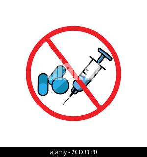 Drug stop flat icon, stop over dose, international overdose day. Design template vector Stock Vector