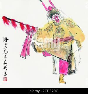 Chinese opera pictures of artist Zhu Gang, a Chinese Asian Modern and Contemporary artist from Shanghai.Wukong Stock Photo