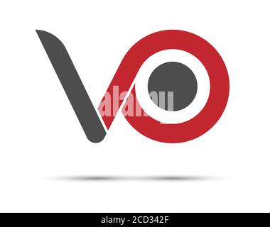 Stylized lowercase letters V and O are linked by a single line for a logo, monogram, or monogram. Vector illustration isolated on a white background. Stock Vector