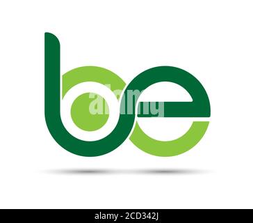 Stylized lowercase letters B and E are linked by a single line for a logo, monogram, or monogram. Vector illustration isolated on a white background. Stock Vector