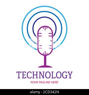 Icon or logo of an audio podcast. Vector illustration for a logo, sticker, or emblem isolated on a white background Stock Vector