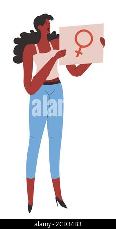 Feminism movement supporters and protesters with placards vector Stock Vector