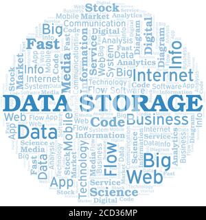 Data Storage vector word cloud, made with the text only. Stock Vector