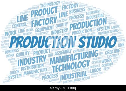 Production Studio word cloud create with the text only. Stock Vector