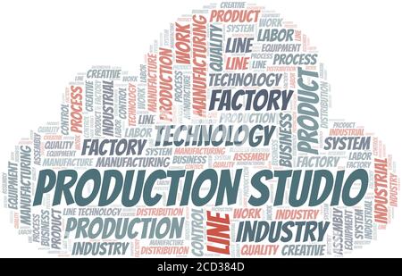 Production Studio word cloud create with the text only. Stock Vector