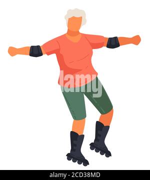 Elderly man skating, senior male leading active lifestyle Stock Vector