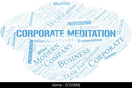 Corporate Meditation vector word cloud, made with the text only. Stock Vector