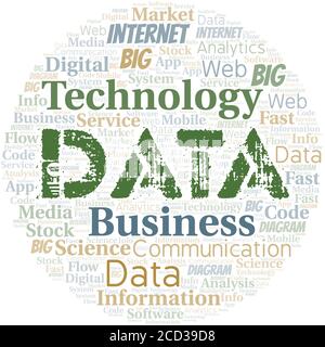 Data vector word cloud, made with the text only. Stock Vector