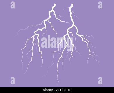 Silhouette Of A Thunder Lightning On A Lilac Background Stock Vector