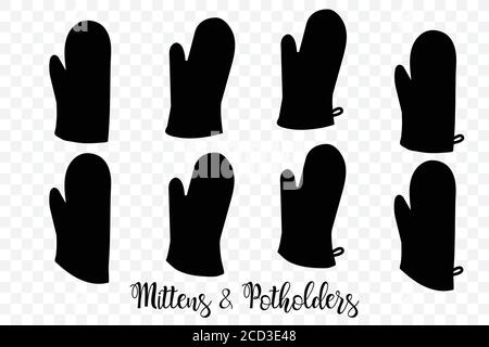 Kitchenware Oven Mitts Flat Icon A White Background Stock Vector
