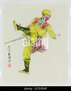 Chinese opera pictures of artist Zhu Gang, a Chinese Asian Modern and Contemporary artist from Shanghai.Wukong Stock Photo