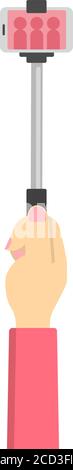Hand holding Selfie stick vector illustration  ( female hand ) Stock Vector