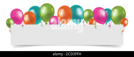 Colourful Balloons with white Paper free Space. Stock Vector