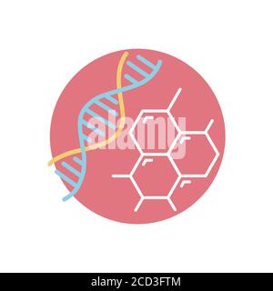 Biology icon. Round cell and DNA symbol. Stock Vector