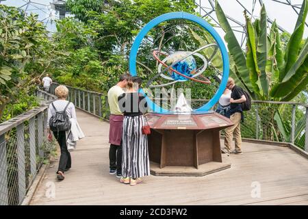 Visitors inside the rainforest Biome at the Eden project complex in Cornwall. Stock Photo