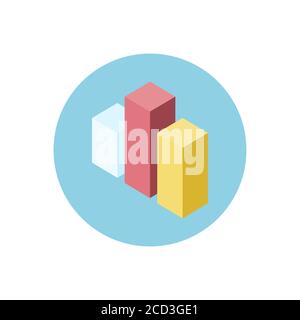 Statistical icon. Symbol of a 3d bar graph. Stock Vector