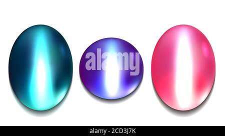 Set of realistic multicolored gems chrysoberyl. Vector element for your creativity Stock Vector