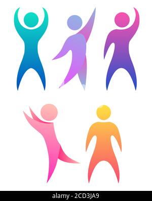 Set of chain with rainbow people holding hands. Set for brushes, frames. Vector element for greeting cards, invitation cards and your design Stock Vector