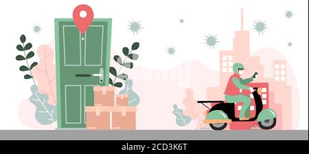 Delivery website banner in flat illustration vector style Stock Vector ...
