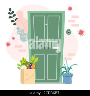 Delivery website banner in flat illustration vector style Stock Vector