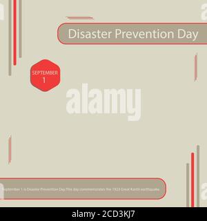 September 1 is Disaster Prevention Day.This day commemorates the 1923 Great Kantō earthquake. Stock Vector