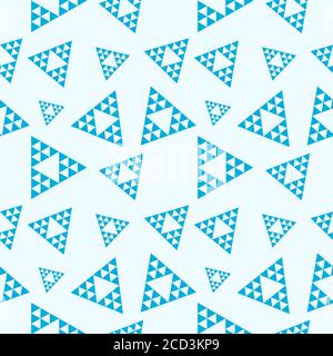 Abstract Triangles Shape Ornament . Triangular Geometric Seamless Pattern Design Template. Light Blue and Cyan Color Theme. Stock Vector