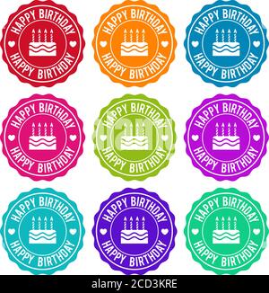 Happy Birthday Themed Label Design Set. Stock Vector