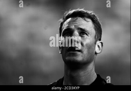 goalwart Manuel NEUER (M) in the evening sun, sunset, sunset, b/w recording, portrait, portrÃ t, portrait, cropped single image, single motif, football Champions League, final, Paris St. Germain (PSG) - FC Bayern Munich (M) . 0: 1, on August 23, 2020 at the Estadio da Luz in Lisbon/Portugal. PHOTO: Peter Schatz/Pool via SVEN SIMON photo agency. Ã‚Â | usage worldwide Stock Photo