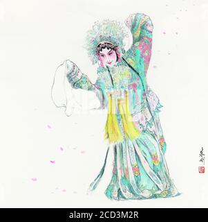 Chinese opera pictures of artist Zhu Gang, a Chinese Asian Modern and Contemporary artist from Shanghai.Consort Stock Photo