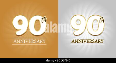 90th Anniversary Background - 90 years Celebration gold and Silver. Eps10 Vector. Stock Vector