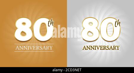 80th Anniversary Background - 80 years Celebration gold and Silver. Eps10 Vector. Stock Vector