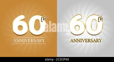 60th Anniversary Background - 60 years Celebration gold and Silver. Eps10 Vector. Stock Vector