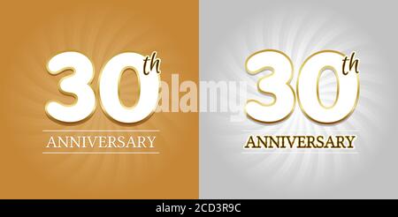 30th Anniversary Background - 30 years Celebration gold and Silver. Eps10 Vector. Stock Vector