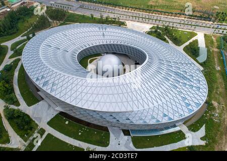 Aerial view of the Xiangyang Science and Technology Museum in Xiangyang city, central China's Hubei province, 30 July 2020. Stock Photo