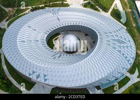 Aerial view of the Xiangyang Science and Technology Museum in Xiangyang city, central China's Hubei province, 30 July 2020. Stock Photo