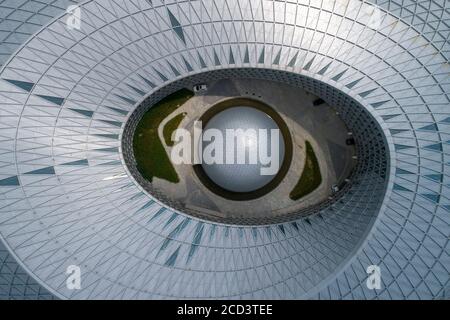 Aerial view of the Xiangyang Science and Technology Museum in Xiangyang city, central China's Hubei province, 30 July 2020. Stock Photo