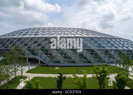 Aerial view of the Xiangyang Science and Technology Museum in Xiangyang city, central China's Hubei province, 30 July 2020. Stock Photo