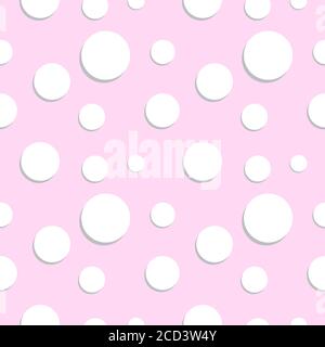 Abstract Bubble Seamless Pattern Design Template. White Ellipse Shape Ornament. Pastel Pink Color Theme. Stock Vector