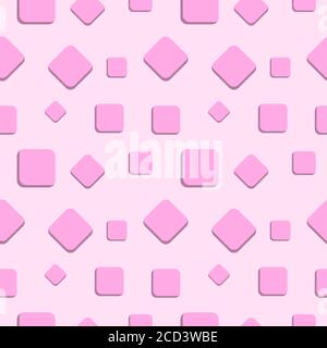Sweet Candy Seamless Pattern Design Template. Rounded Square Shape Ornament. Pastel Pink Color Theme. Stock Vector