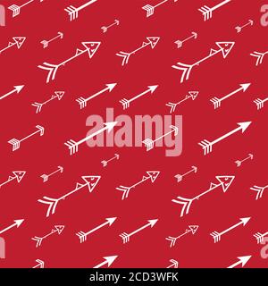 Special Arrows Shape Ornament. Seamless Pattern Design Template. Red and White Color Theme. Stock Vector